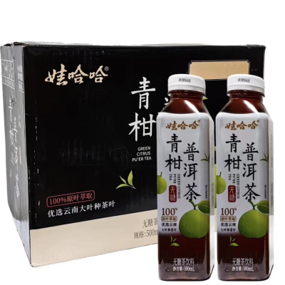 娃哈哈无糖茶饮料青柑普洱茶500ml*15瓶整箱