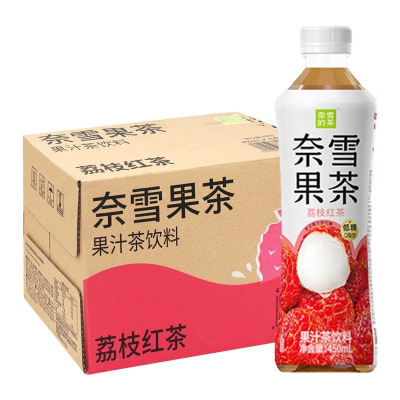 奈雪的茶果汁茶 荔枝红茶味 低糖0脂鲜果提取饮料450mlX15瓶整箱