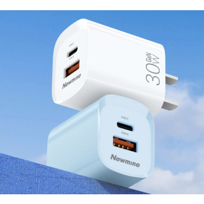 纽曼30W氮化镓充电头适用苹果iPhone15充电器头 type-c 蓝色