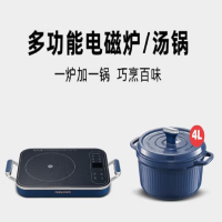 摩飞 家用多功能炒炖煮火锅电磁炉 MR8900 + 多功能汤煮锅 MR1115 蓝