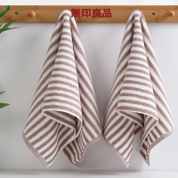 無印良品纯棉条纹相间柔软吸水毛巾(双条盒装) MJ-zu0634 咖色