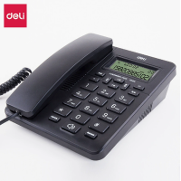 得力33490电话机座机 固定电话 办公家用 免提座机 大字按键黑色