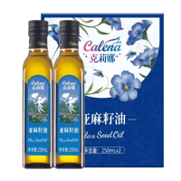克莉娜 亚麻籽油一级压榨食用油热炒油凉拌轻食沙拉酸奶 250ml*2礼盒装