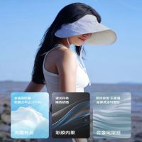 伯希和(Pelliot)防晒帽女户外遮阳防紫外线彩胶大帽檐遮光空顶帽子16423407(颜色随机)