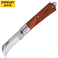 史丹利(STANLEY)电工刀 绝缘电线刀 可折叠直刃 红木柄切割刀 弯刃电工刀 10-226-23