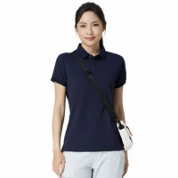 思凯乐 女款春夏运动翻领速干短袖POLO衫 S码-3XL码 F4506605 藏蓝