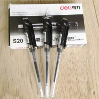 得力加粗0.7中性笔商务水笔硬笔书法练字用碳素粗笔杆S20中性笔12支装 黑色(2盒)