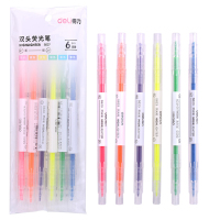 得力S627 荧光笔套装(混)(6支/袋) 2袋