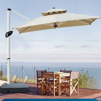 惠居尚品 户外遮阳伞桌椅伞露台庭院花园罗马伞大型沙滩伞(卡其色)2.5*2.5米