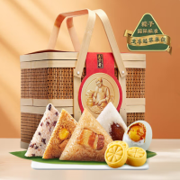 五芳斋韵味五芳粽子礼盒1630g(东坡肉粽*2栗子猪肉粽*2香糯蜜枣粽*2赤豆粽*2绿豆糕25g*6 60g*6咸鸭蛋)