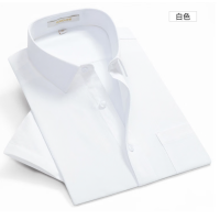短袖衬衫男夏季时尚休闲纯色职业工装百搭衬衣男S6C173201白色
