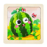 9片益智早教卡通拼图幼儿园儿童木质玩具西瓜款一个