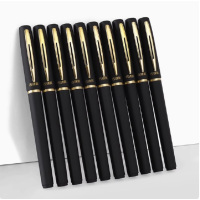 黑笔中性笔1.0大容量笔芯签字笔水笔碳素笔学习办公书法-12支 1盒装