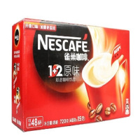 Nestle雀巢咖啡速溶1+2原味低糖48条盒装三合一咖啡720g(48条*15g)1盒