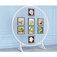 铁艺网格折叠展示架幼儿园作品书法画展婚庆圆形立式移动置物架子150cm 1副
