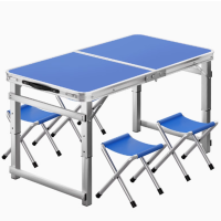 折叠桌子120*60cm蓝色方管单桌+4布凳 1套