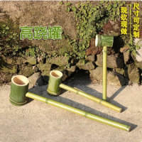 长柄竹筒制品舀水器 水桶直径长6-7cm手柄长30cm 1个
