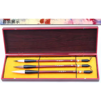 双羊牌善琏湖笔厂宜书画文房四宝毛笔套装--羊毫狼毫紫毫各1支 1套