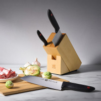 双立人插刀架四件套不锈钢刀具蔬菜刀多用刀中片刀桦木插刀架