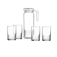 乐美雅玻璃杯套装耐高温无铅耐茶杯水杯子泡茶果汁牛奶杯透明壶水具套装晶钻水具5件套