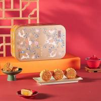 五芳斋 五芳望月月饼礼盒880g(蛋黄莲蓉*1玫瑰豆沙*1枣蓉*2五仁*2黑芝麻*2香芋花生*2香甜南瓜*2)1盒