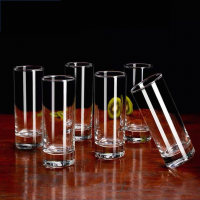 青苹果无铅高圆玻璃杯家用简约喝水杯牛奶杯耐热直升饮料果汁杯子加厚底座290ml 6个/组