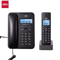 得力子母电话机 无绳电话机 来电显示 三方通话 可扩3部子机- GP777 黑色 1部