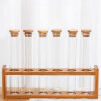 玻璃试管分装瓶茶叶密封罐试管架+6支玻璃罐 30*200mm/单支 1套