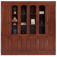 蓝天 办公文件柜书柜书架落地靠墙带玻璃门储物资料柜收纳档案柜子六门书柜