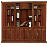 蓝天 中式十门书柜家用书房实木书橱满墙带玻璃门自由组合储物柜 4640*430*2000