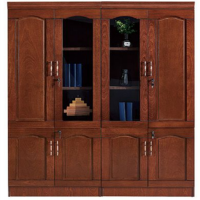 蓝天 中式四门书柜家用书房实木书橱满墙带玻璃门自由组合储物柜 1600*400*2000 1组