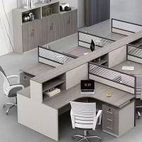 蓝天 办公桌椅组合职员办公室员工桌办公卡座办公桌员工工位连体办公桌六位办公桌 3600*2400*1100 1组