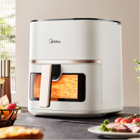 美的(Midea)家用多功能大视窗免翻面 金属内腔 蒸汽嫩炸 实用大容量5L空气炸锅 MF-KZC5089 1台