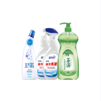蓝月亮 厨卫组合 茶清1kg+强力油污克星500g瓶+瓶补+卫诺罗兰洁厕液500g 1套