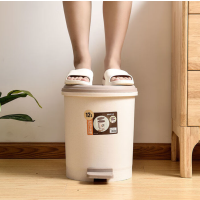 方舜 垃圾桶 脚踏式12L米色脚踏+手提内桶 1个