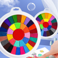 反转手指画颜料印泥多色手印印盘大号彩色工具宝宝手指印画印台小号多色可水洗手指画颜料(6色)1个