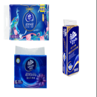 维达4层国潮抽纸100抽*10包/提*2提+蓝色经典3层抽纸130抽*6包/提+蓝色经典卷纸180g 10卷/提 1组