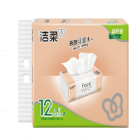 洁柔抽纸大包亲肤可湿水110抽3层12包自然无香餐纸面巾家庭用实惠装 1提