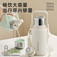 九阳(Joyoung)保温杯316L不锈钢大容量男女士水杯户外运动便携茶杯大肚杯1.6L白 1个