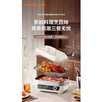 苏泊尔(SUPOR)火锅多能料理锅蒸煮煎涮烤电热锅2000W大功率5.5升三档火力调节H55FK139A