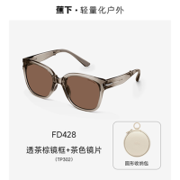 蕉下(beneunder)昼望男女大方圆框折叠墨镜FD428 偏光太阳镜开车日常旅游( 透茶棕镜框+茶色镜片)1 副