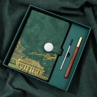 朗捷(longe)国潮笔记本本子礼盒套装高颜值记事墨绿色(笔芯套装)LG-PZB-20704