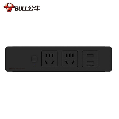 公牛(bull) 嵌入式插座/插线板 黑色2位+2USB 总控1.8米 GNQ-Q1021UH