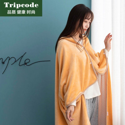 Tripcode双层加厚搭扣多功能披肩毯午睡毯130*70cm