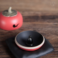 万仟堂水果茶具柿子摆件 陶制香薰 创意事事如意 朱漆釉