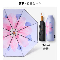 蕉下三折黑胶防晒伞BM662绯云