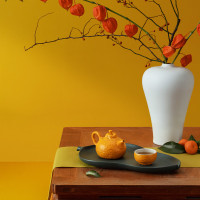 万仟堂 03茶具高档套装 大吉大利功夫茶具成套 陶瓷水果茶具 茶壶 7头