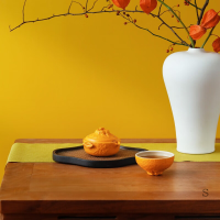 万仟堂(Edenus) 旅行茶具 快客杯 陶瓷功夫茶具水果茶具大吉大利橘黄釉