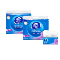 维达超韧抽纸3层130抽6包装*2提(12包)V2239*2