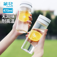 茶花(CHAHUA)水杯潮流时尚杯子便携透明塑料杯Tritan材质白色 470ml 050036